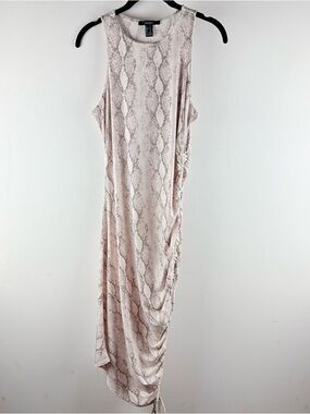 Womens snake print cinched side tie dress small grey white party evening bodycon